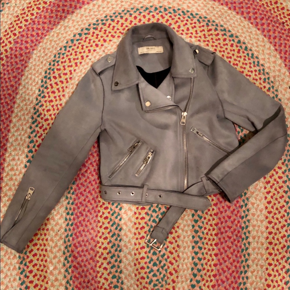 Powder blur Zara moto jacket